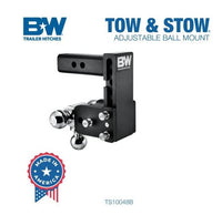 B&W Tow & Stow Adjustable Tri-Ball Mount - 2" Receiver - 1 7/8", 2", 2 5/16" Ball - 5" Drop  • TS10048B