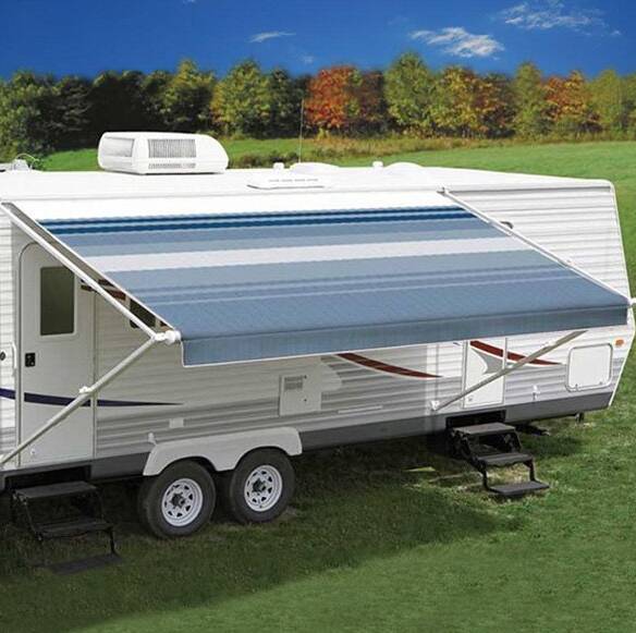 Carefree RV Awning Vinyl Fabric 20'-2" - Ocean Blue Dune Stripe With White Weatherguard  • JU218E00