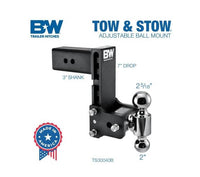 B&W Tow & Stow Adjustable Dual-Ball Mount - 3" Receiver - 2", 2 5/16" Ball - 7.5" Drop  • TS30040B