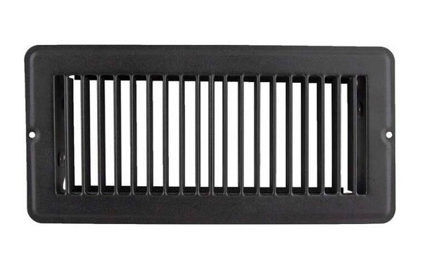 JR Products 4" x 10" Black Steel Floor Register, No Damper  • 02-29185