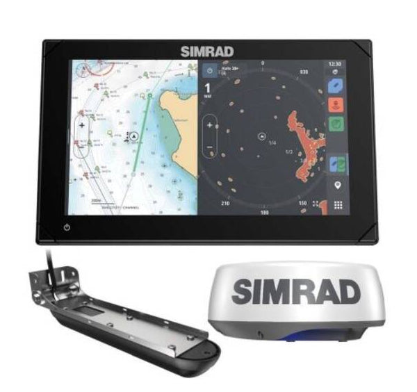 Simrad NSX 9" Fish Finder/Chartplotter Kit with Active Imaging 3-in-1 Transducer, C-Map Discover X Charts and Halo20+ Radar  • 000-15377-001