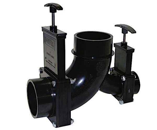 Valterra Black Sewer Waste Valve 3" Spigot x 1-1/2" Hub x 3" Spigot Outlet  • T81A