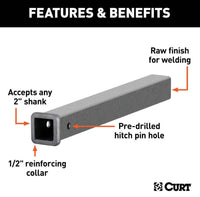 Curt 24" Raw Steel Receiver Tubing, 2" Receiver  • 49240