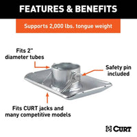 Curt Pin-On Jack Foot, Fits 2" Tube, 2,000 Lbs, 1-11/16" Height  • 28273