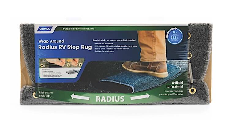 Camco Premium Radius Turf Step Rug, 22" Wide, Gray  • 42950