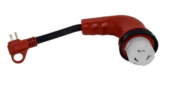 Valterra Mighty Cord 90° LED 15AM-50AF Adapter Cord - 12" - Red  • A10-1550D90