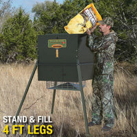 Texas Hunter Products 650 lb Stand and Fill Trophy Deer Feeder w/ 4 ft Legs  • TF650L4