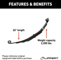 Lippert Leaf Spring for RV Trailer Suspension System - 26", 2,200-lb. Weight Capacity  • 129745