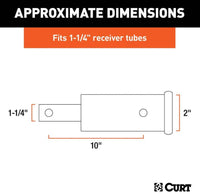 Curt Receiver Tube Adapter, 1-1/4" to 2" Shank, 6-1/4" Length  • 45790