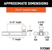 Curt Multi-Ball Mount, 2" Hollow Shank, 1-7/8", 2" & 2-5/16", Black  • 45652