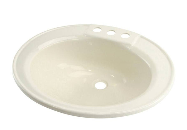 Lippert Plastic Parchment Drop-In Oval Single Bowl Lavatory Sink (20"L x 17"W)  • 209358