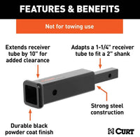 Curt Receiver Tube Adapter, 1-1/4" to 2" Shank, 6-1/4" Length  • 45790
