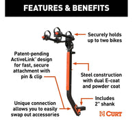 Curt ActiveLink SE Hitch-Mounted Bike Rack, 2 Bikes, 2" Shank  • 18410