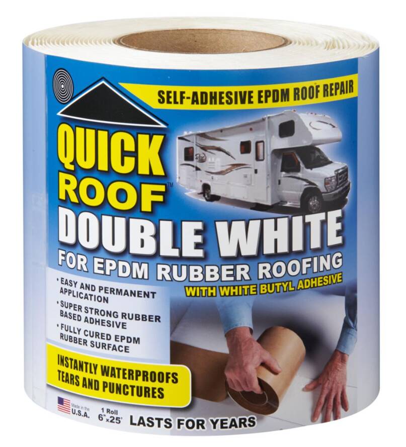 CoFair Quick Roof EPDM Rubber White Roll Tape, 6"W x 25'L  • WRQR625