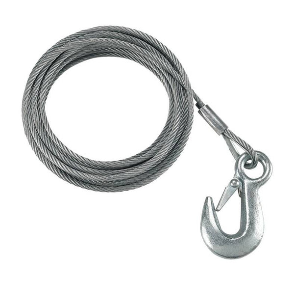 Fulton Trailer Winch Accessory, Cable w/ Hook, 3/16" x 25'  • WC325 0100