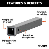Curt 18" Raw Steel Receiver Tubing, 2" Receiver  • 49180