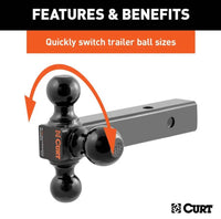 Curt Multi-Ball Mount, 2" Hollow Shank, 1-7/8", 2" & 2-5/16", Black  • 45652