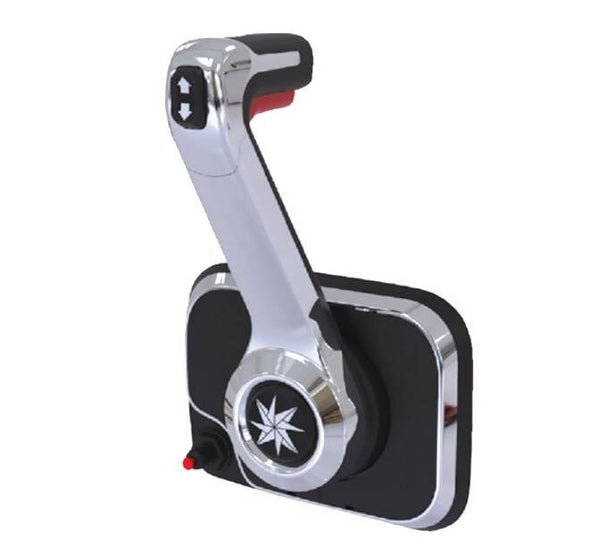 SeaStar Xtreme Side Mount Chrome/Black Side Mount Single Control Station with Engine Cut Off Switch and Trim  • CHX8051P