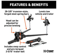 Curt Short Trunnion Bar Weight Distribution Hitch Kit (10K - 15K lbs., 28-3/8" Bars)  • 17422