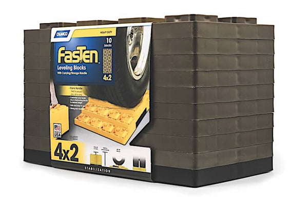 Camco FasTen RV Leveling Blocks, 17" x 8-1/2", Brown, Set of 10  • 44525