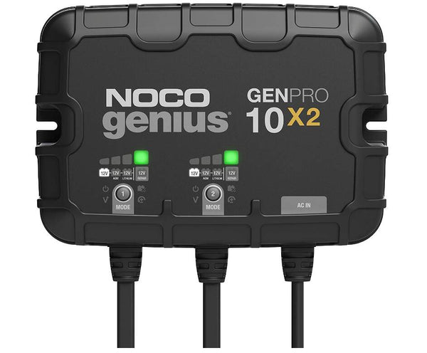 Noco 2-Bank, 20-Amp On-Board Battery Charger, Battery Maintainer, and Battery Desulfator  • GENPRO10X2