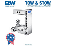 B&W  Tow & Stow Adjustable Tri-Ball Mount - Chrome - 2" Receiver - 1 7/8", 2", 2 5/16" Ball - 7" Drop  • TS10049C
