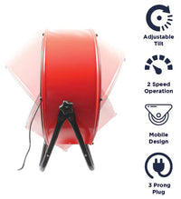 Maxxair 24" 2-Speed Tilting Direct Drive Drum Fan, Red  • BF24TFREDUPS