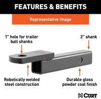 Curt Class 3 Ball Mount, 2" Shank, 7,500 Lbs, 2" Drop, 12-1/4" Long  • 45250