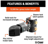 Curt Adjustable Coupler for 2-5/16" Trailer Ball (12500 lbs GTW / 1875 lbs TW)  • 25329