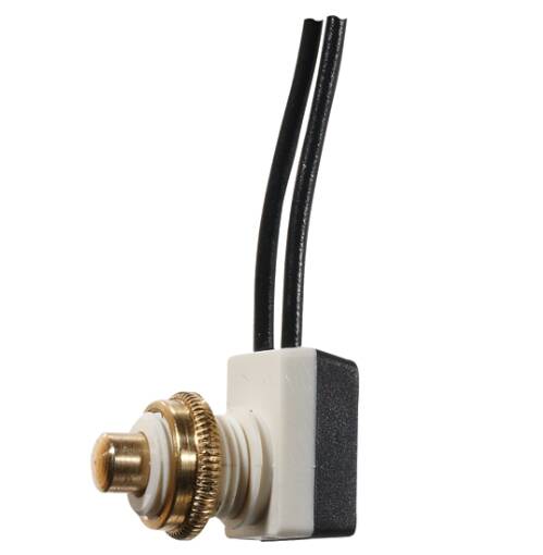 RV Designer Push Button On/Off Roof Vent Switch - 10 Amp, SPST, 8" Wire Leads  • S751