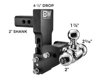 B&W MultiPro Tow & Stow Adjustable Tri-Ball Mount - 2" Receiver - 1 7/8", 2", 2 5/16" Ball - 4.5" Drop  • TS10066BMP