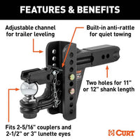 Curt Adjustable Channel Mount w/ 2-5/16" Ball & Pintle, 2-1/2" Shank, 20K Lbs  • 45908