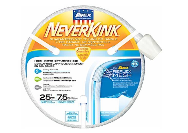 Teknor Apex NeverKink White Fresh Water Hose 5/8" x 25'  • 8602-25