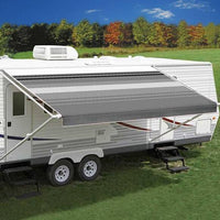 Carefree RV Awning Vinyl Fabric 19'-2" - Black/Gray Dune Stripe With White Weatherguard  • JU208D00