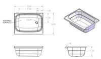 Specialty Recreation White Plastic Rectangular Bath Tub with Right Hand Drain, 32"L x 24"W  • BT2432WR