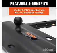 Curt Bent Plate 5th Wheel Rail Gooseneck Hitch w/ 2-5/16" Ball, 25K, 3" Offset  • 16055