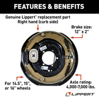 Lippert Electric Trailer Brake Assembly - 12" x 2" 4,000-7,000 lbs. Right Side  • 122451