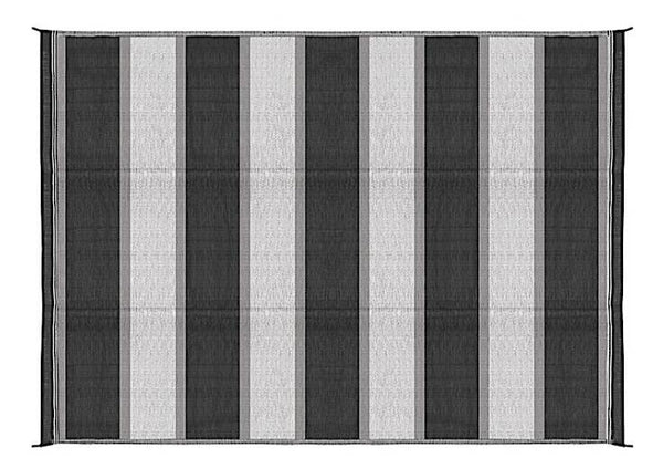 Camco Open Air Reversible Outdoor Mat - 6' x 9' Charcoal Stripe  • 42873