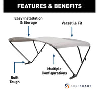 SureShade Power Bimini Top - Black Anodized Frame, Gray Fabric  • 2020000307