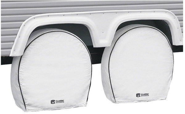 Classic Accessories Deluxe RV Wheel Cover Set, 33"-36" Wheel Diameter, 9" Tire Width, White, Set of 4  • 80-224-182302-00