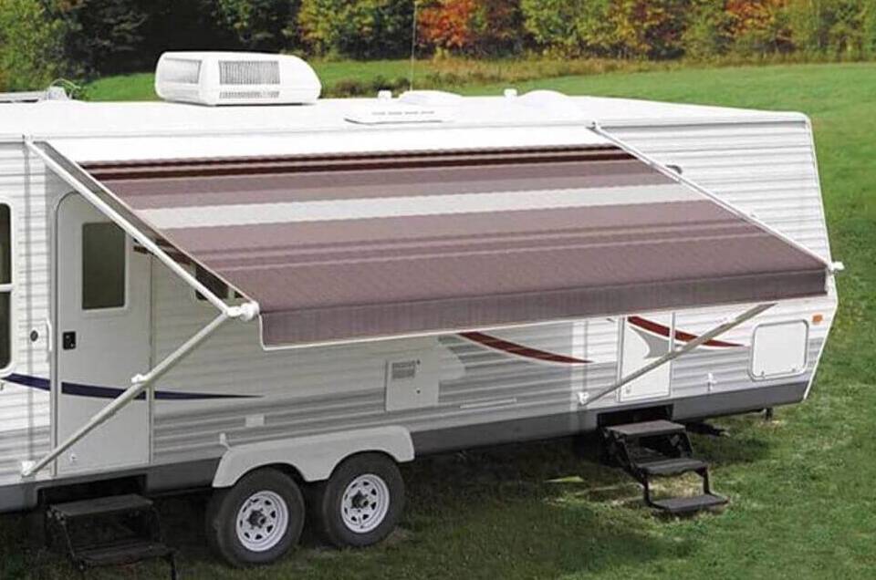 Carefree RV Awning Vinyl Fabric 13'-2" - Sierra Brown Dune Stripe With White Weatherguard  • JU148A00