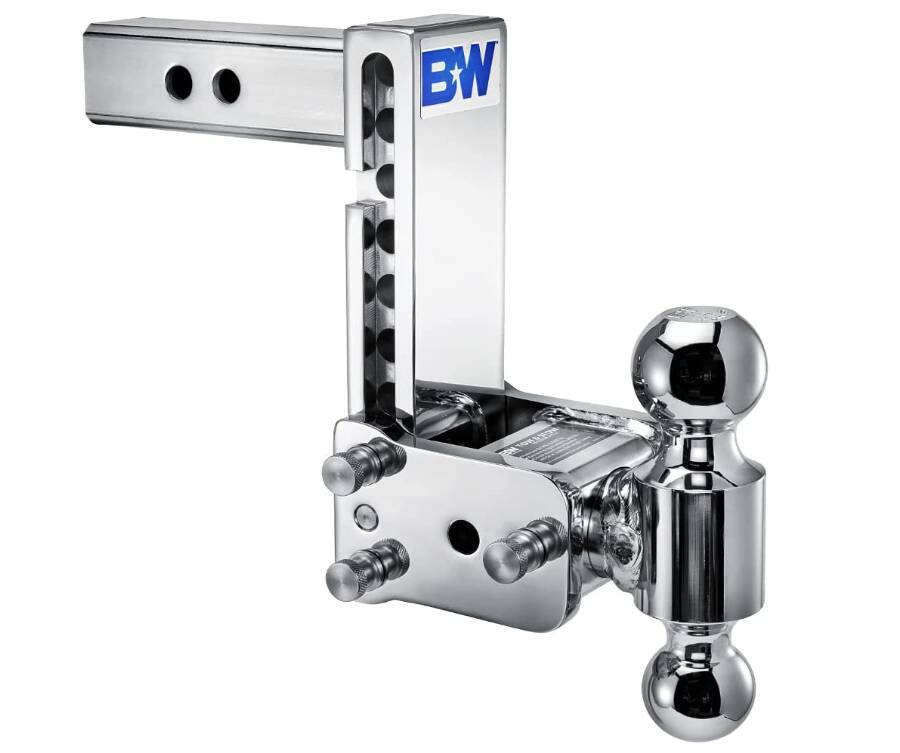 B&W Tow & Stow Adjustable Dual-Ball Mount - Chrome - 2" Receiver - 2", 2 5/16" Ball - 7" Drop  • TS10040C