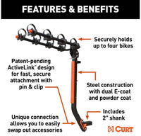 Curt Activelink SE Hitch-Mounted Bike Rack, 4 Bikes, 2" Shank  • 18411