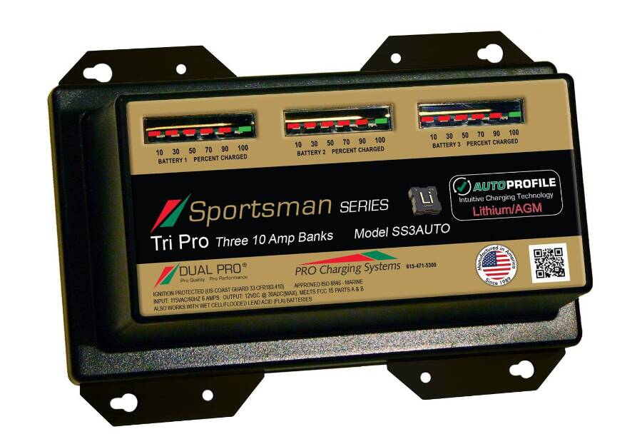Dual Pro Sportman Series AutoProfile 30A 3-Bank Battery Charger  • SS3AUTO