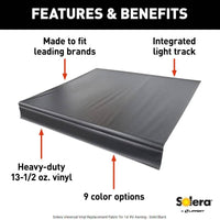 Lippert Solera Universal Vinyl Replacement Fabric for 14' RV Awning - Solid Black  • V000334377