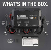 Noco 2-Bank, 20-Amp On-Board Battery Charger, Battery Maintainer, and Battery Desulfator  • GENPRO10X2
