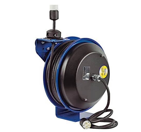 Cox Reels Safety Spring Rewind Power Cord Reel Single Industrial Recept 50' Cord  • EZ-PC13-5012-A