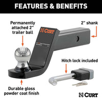 Curt Towing Starter Kit w/ 2" Ball, 2" Shank, 7,500 LBS, 4" Drop  • 45142