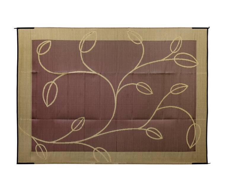 Camco Outdoor Mat 9' x 12' - Leaf, Brown/Tan  • 42855