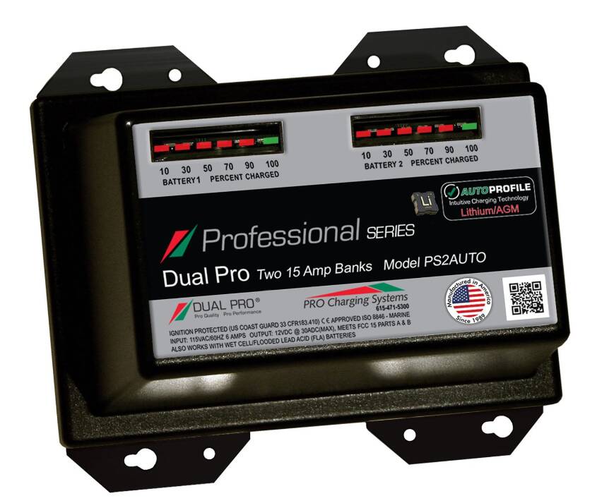Dual Pro Professional Series AutoProfile 30A 2-Bank Battery Charger  • PS2AUTO